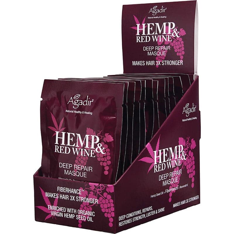 Agadir Hemp & Red Wine Deep Repair Masque Sachet Display, 12/Pack - Hair Health & Beauty Agadir Hemp & Red Wine Deep Repair Masque Sachet Display, 12/Pack - Hair Health & Beauty