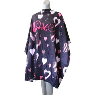 Salon Cape Black Waterproof Love Hearts, Studs