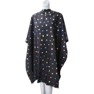 Salon Cape Black Waterproof Technicolour Small Love Hearts, Studs