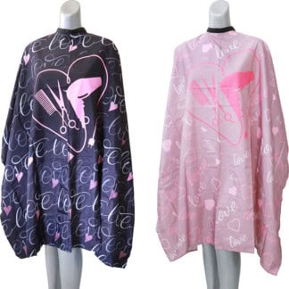 Salon Cape Waterproof Love Motif, Studs