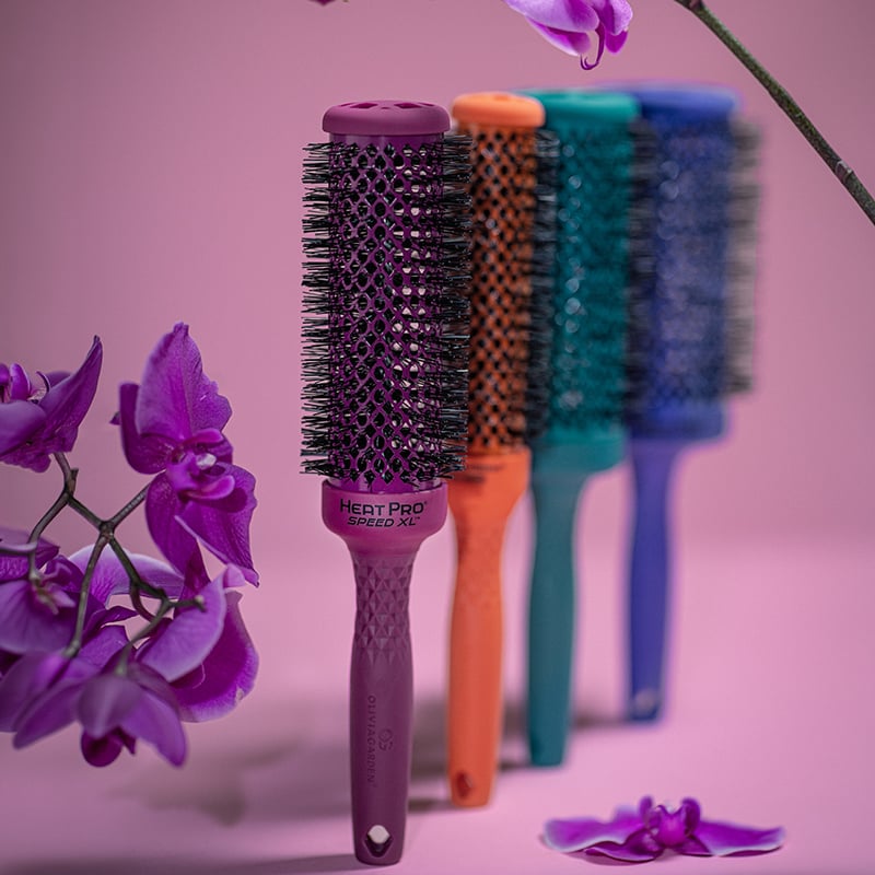 Olivia Garden HeatPro Ceramic + Ion Orchid Speed XL Long Barrel Brush Display: 12 Brushes & Stand - Image 7
