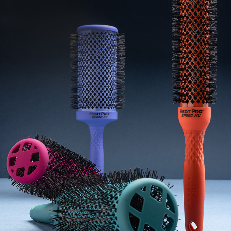 Olivia Garden HeatPro Ceramic + Ion Orchid Speed XL Long Barrel Brush Display: 12 Brushes & Stand - Image 8