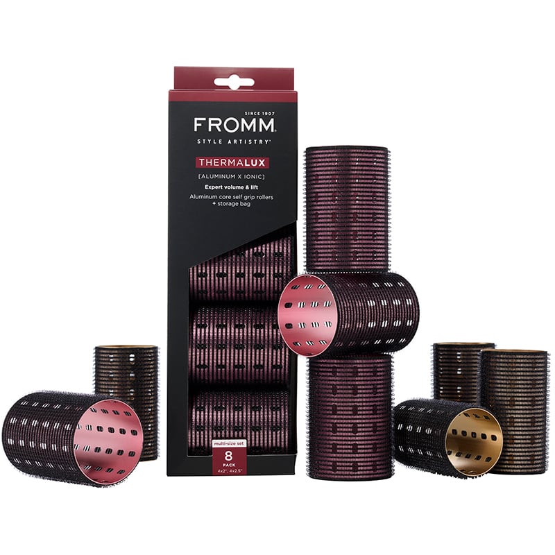Fromm Thermalux Aliminium Core Hair Rollers Self-Grip Rollers, 8/Pack with Bag