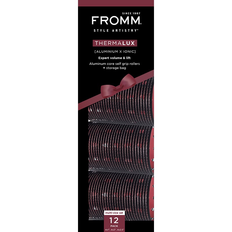 Fromm Thermalux Aliminium Core Hair Rollers Self-Grip Rollers, 12/Pack with Bag - Image 2