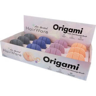 Hairware Origami Triple-Fold Massage Brush Display: 12 Brushes & Stand