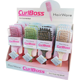 Hairware CurlBoss 5-in-1 Curly Hair Brush Display: 12 Brushes & Stand